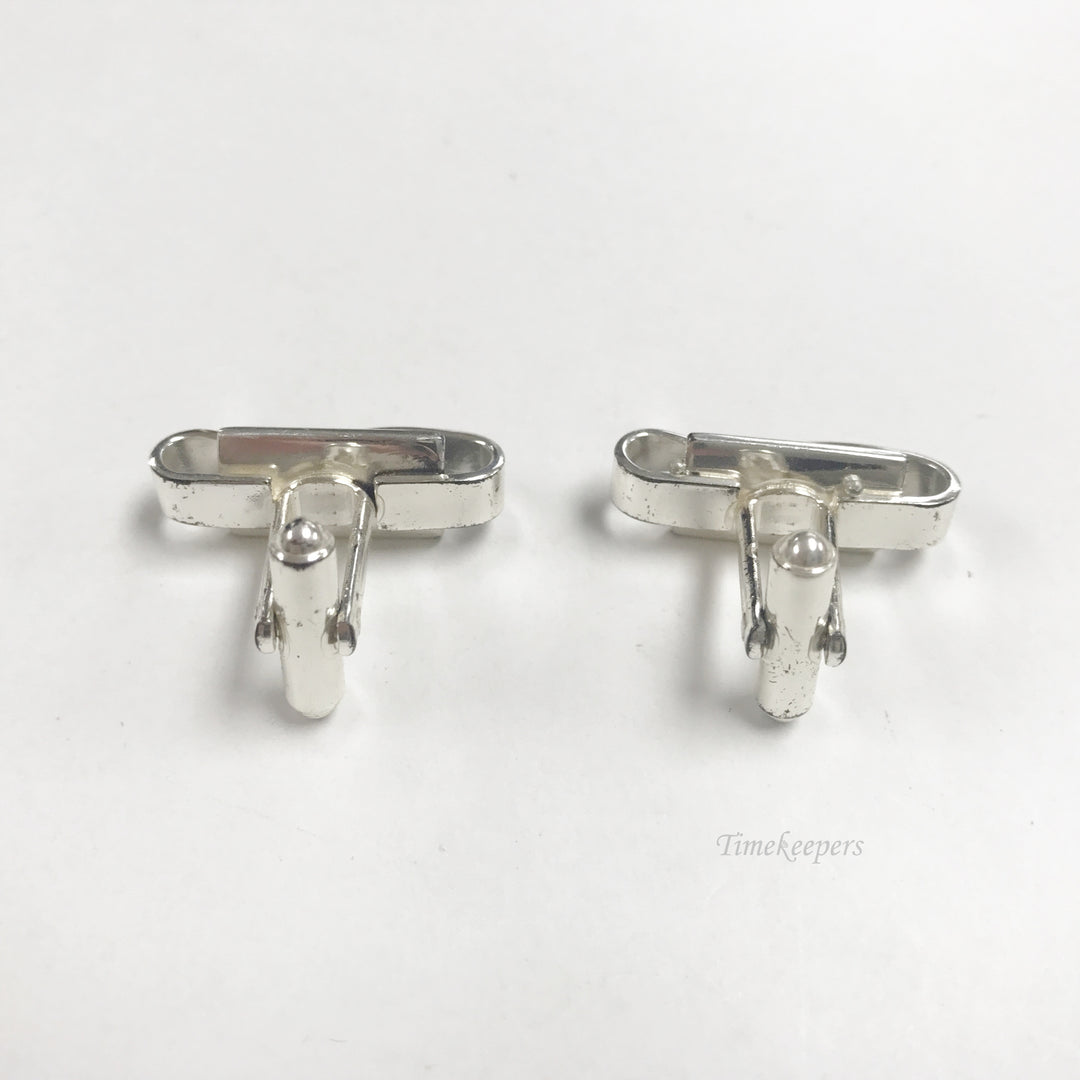 e827 Vintage Silver Tone Twisted Front Cuff Links