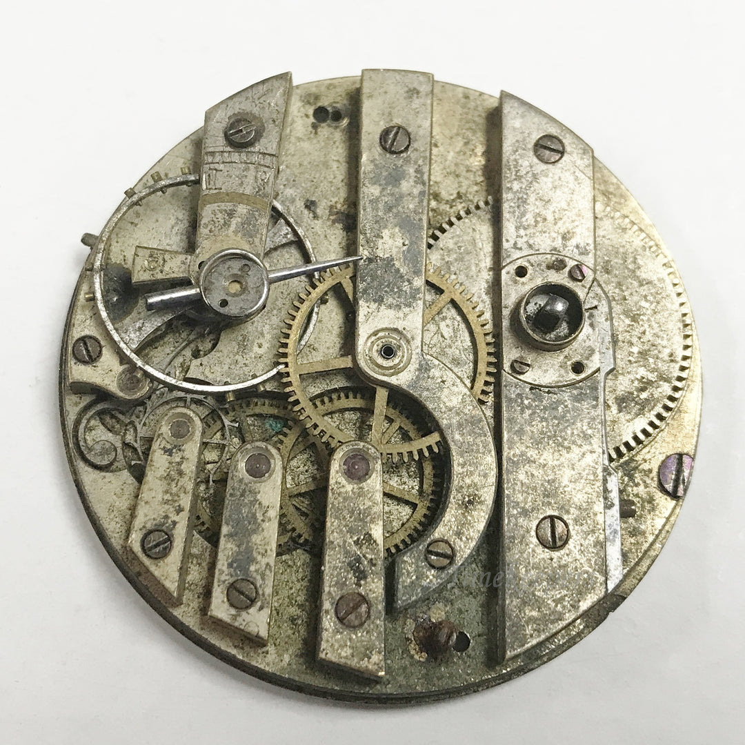 e882 Antique Misc Pocket Watch Complete Movement 7840 45mm for Parts or Repair