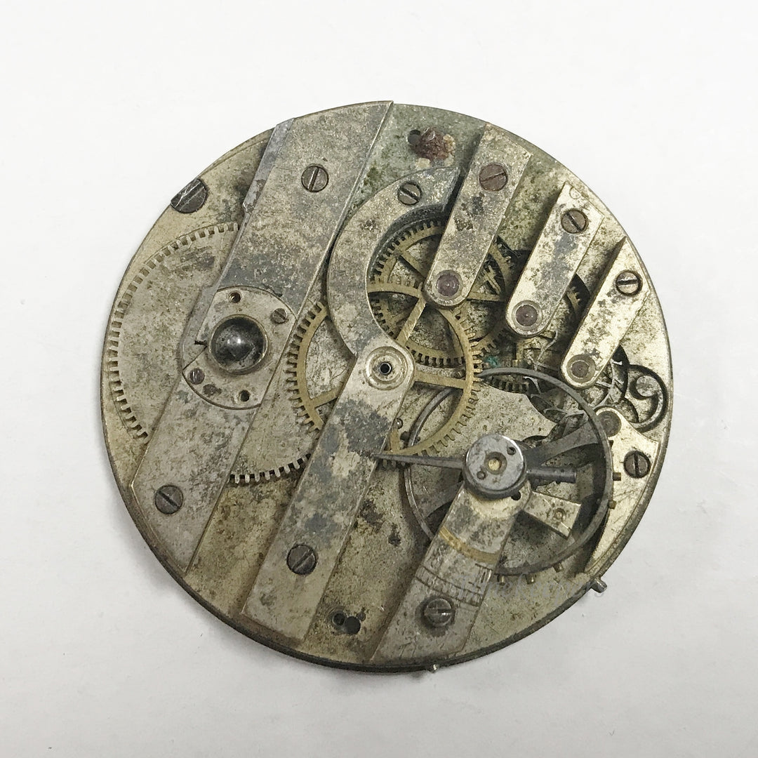 e882 Antique Misc Pocket Watch Complete Movement 7840 45mm for Parts or Repair