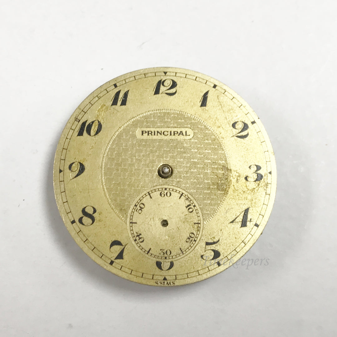 e889 Vintage Principal Swiss 7J Pocket Watch Movement for Parts or Repair