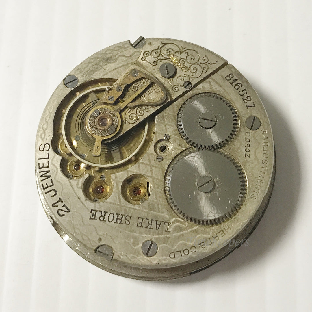 e913 Antique Lake Shore Complete Watch Movement for Parts or Repair 21J