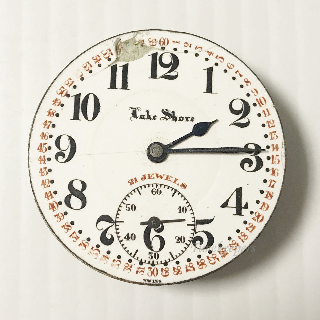 e913 Antique Lake Shore Complete Watch Movement for Parts or Repair 21J