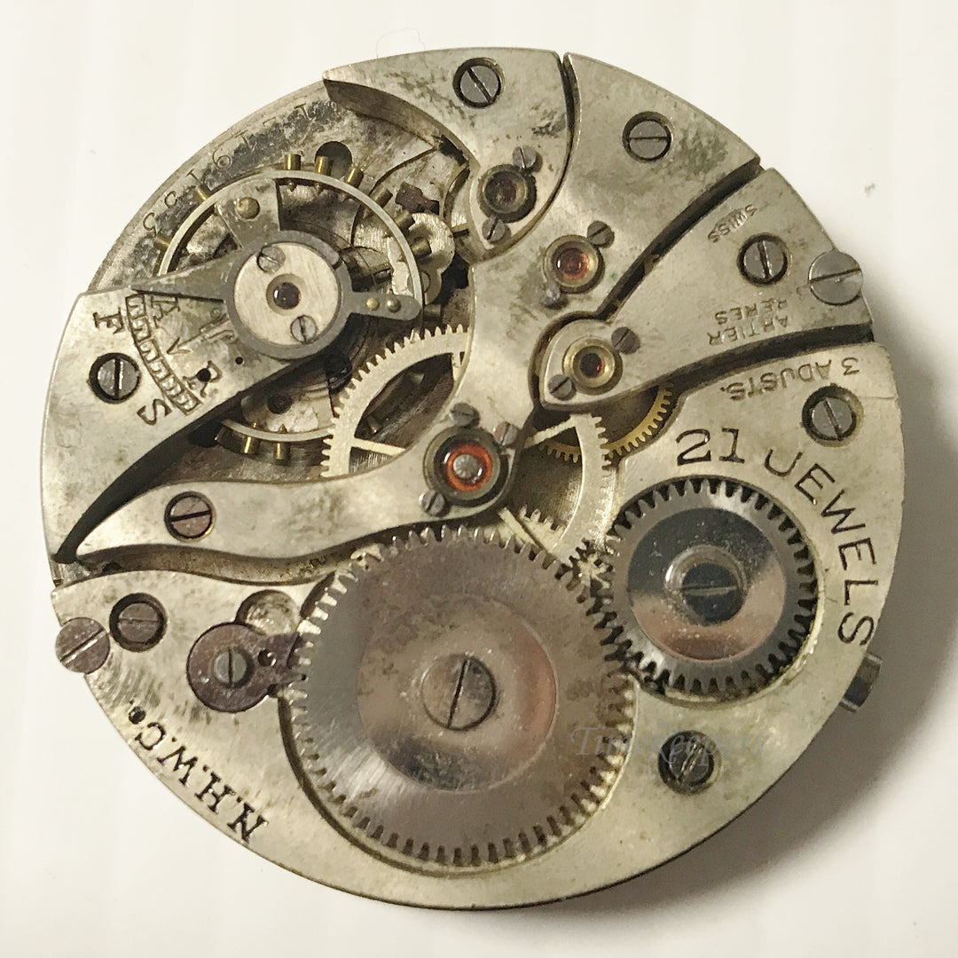 e921 Vintage N.H.W.Co Swiss Wrist Watch Movement for Parts Repair