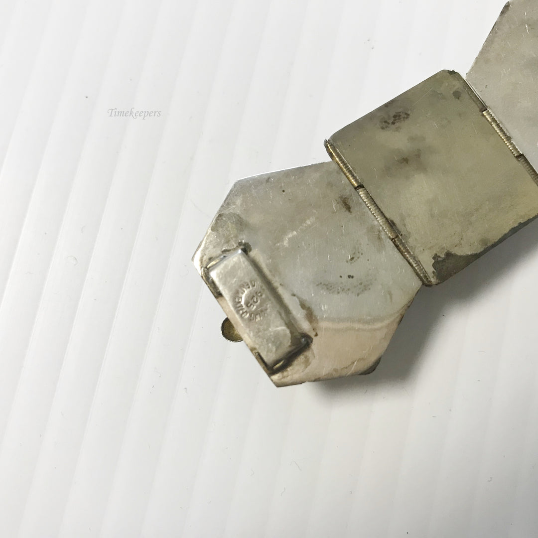 f099 Vintage Unique Dark Stone 925 Sterling Silver Link Bracelet 7" Long