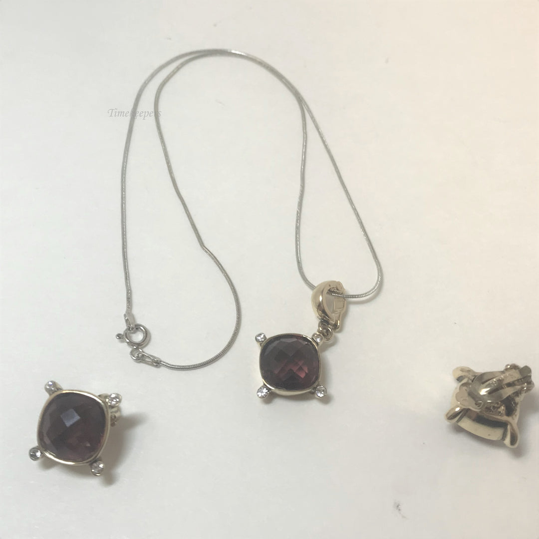 f119 Vintage Sterling Silver Chain Necklace 18" Round Earrings Set