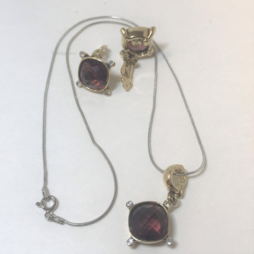 f119 Vintage Sterling Silver Chain Necklace 18" Round Earrings Set