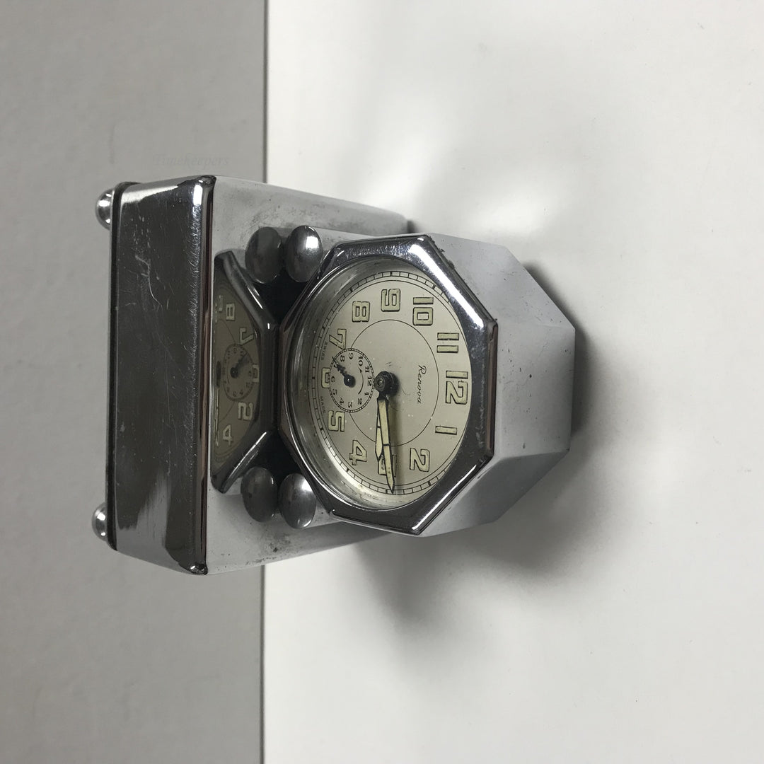 f138 Vintage Renova Ard Deco Miniature Musical Swiss Clock 1930's