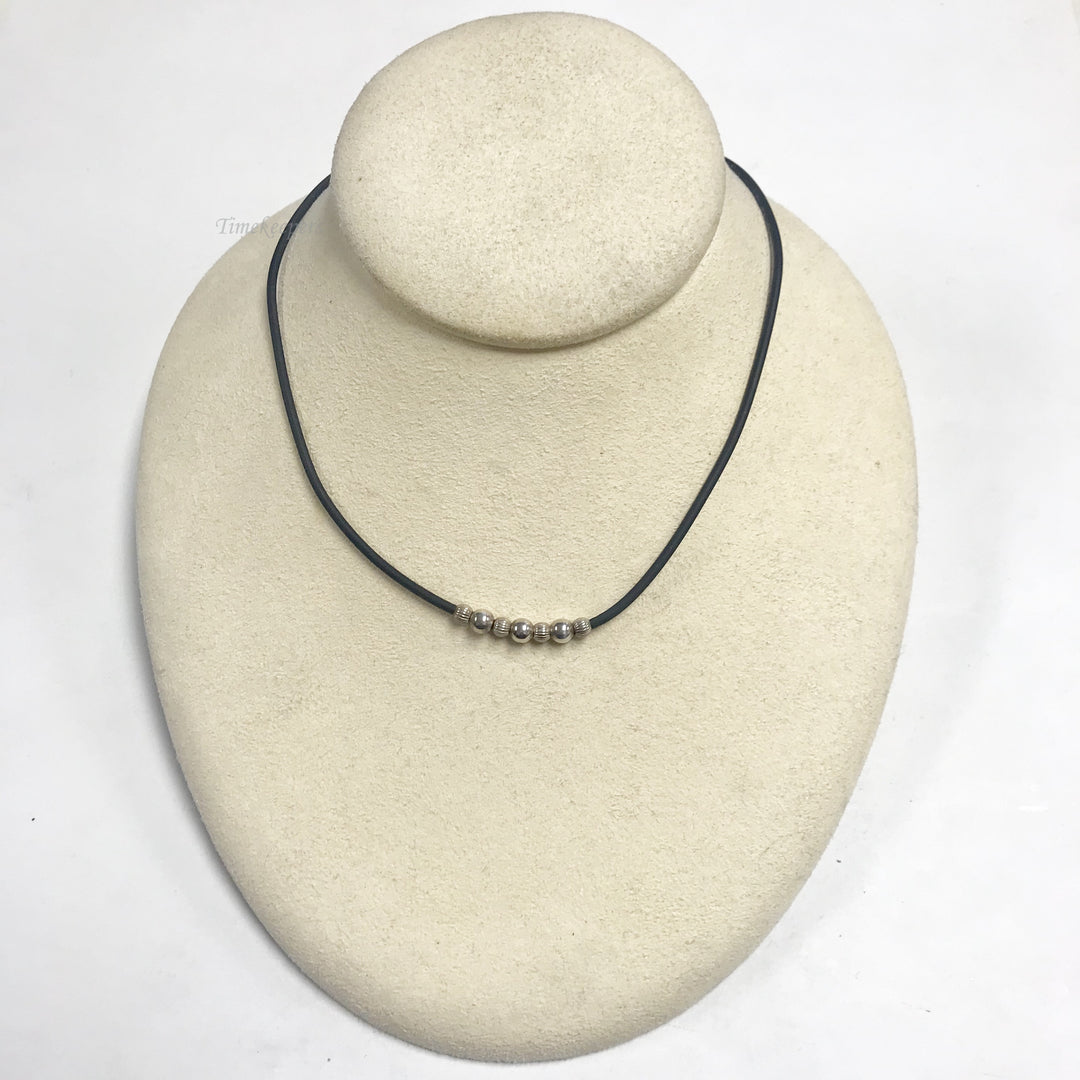 f142 Vintage Sterling Silver Beads Rope Necklace 16" long
