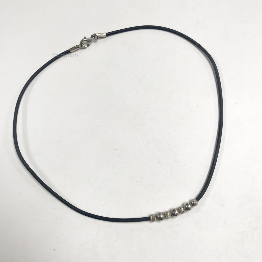 f142 Vintage Sterling Silver Beads Rope Necklace 16" long