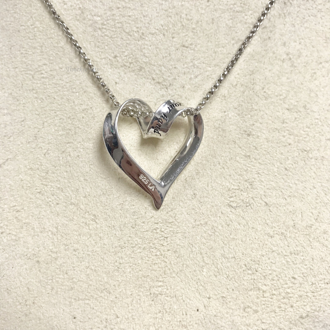 f144 Vintage Sterling Silver Chain Necklace Heart Pendant 16" long