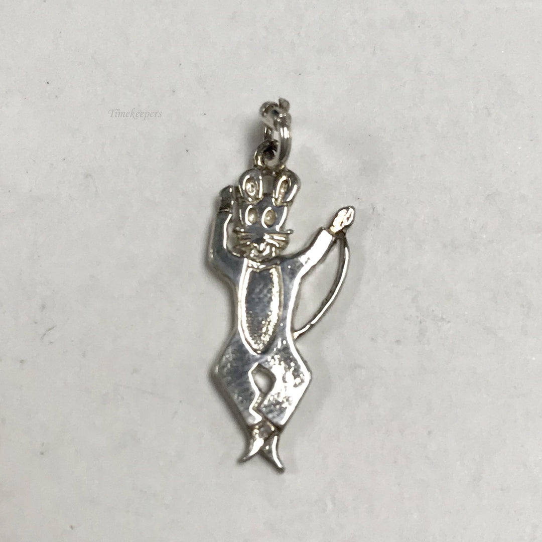 f156 Vintage Sterling Silver Dancing Mouse Charm Pendant