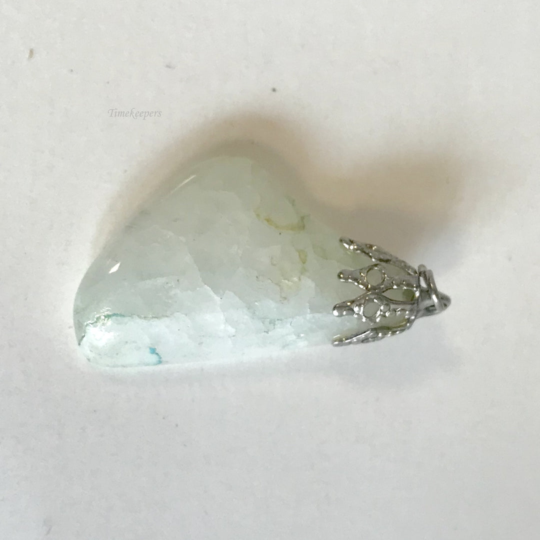 f167 Vintage Sterling Silver White Stone Pear Charm Pendant