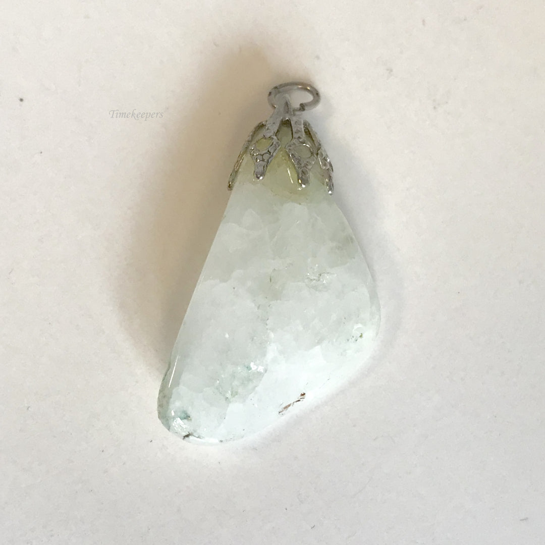 f167 Vintage Sterling Silver White Stone Pear Charm Pendant