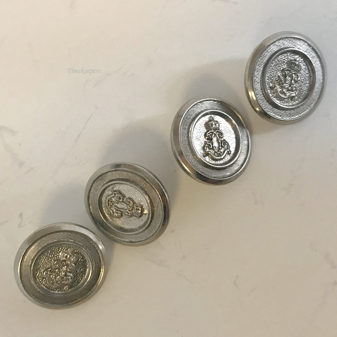 f177 Antique Metal Buttons Silver Tone Anchor Logo Set of 4