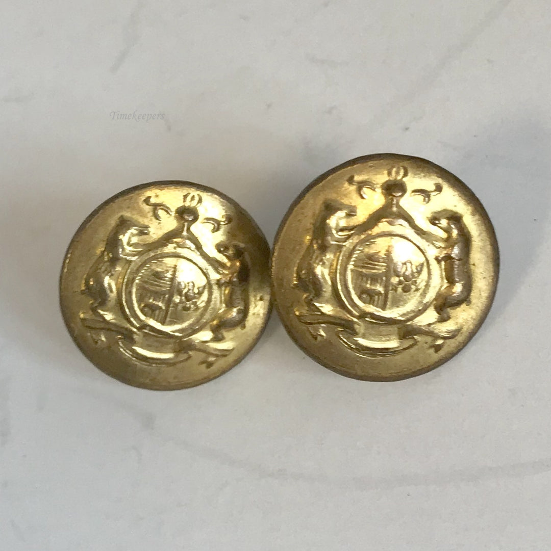 f178 Antique Metal Buttons Gold Tone Crown Logo Set of 11