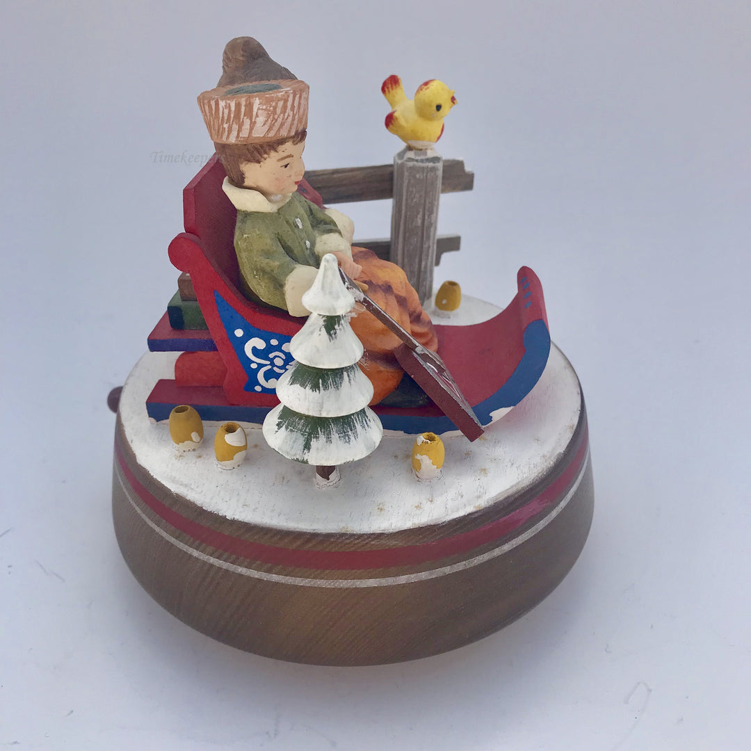 f193 Vintage Original Anri Italy "Lara's Theme" Winter Sleds Musical Box