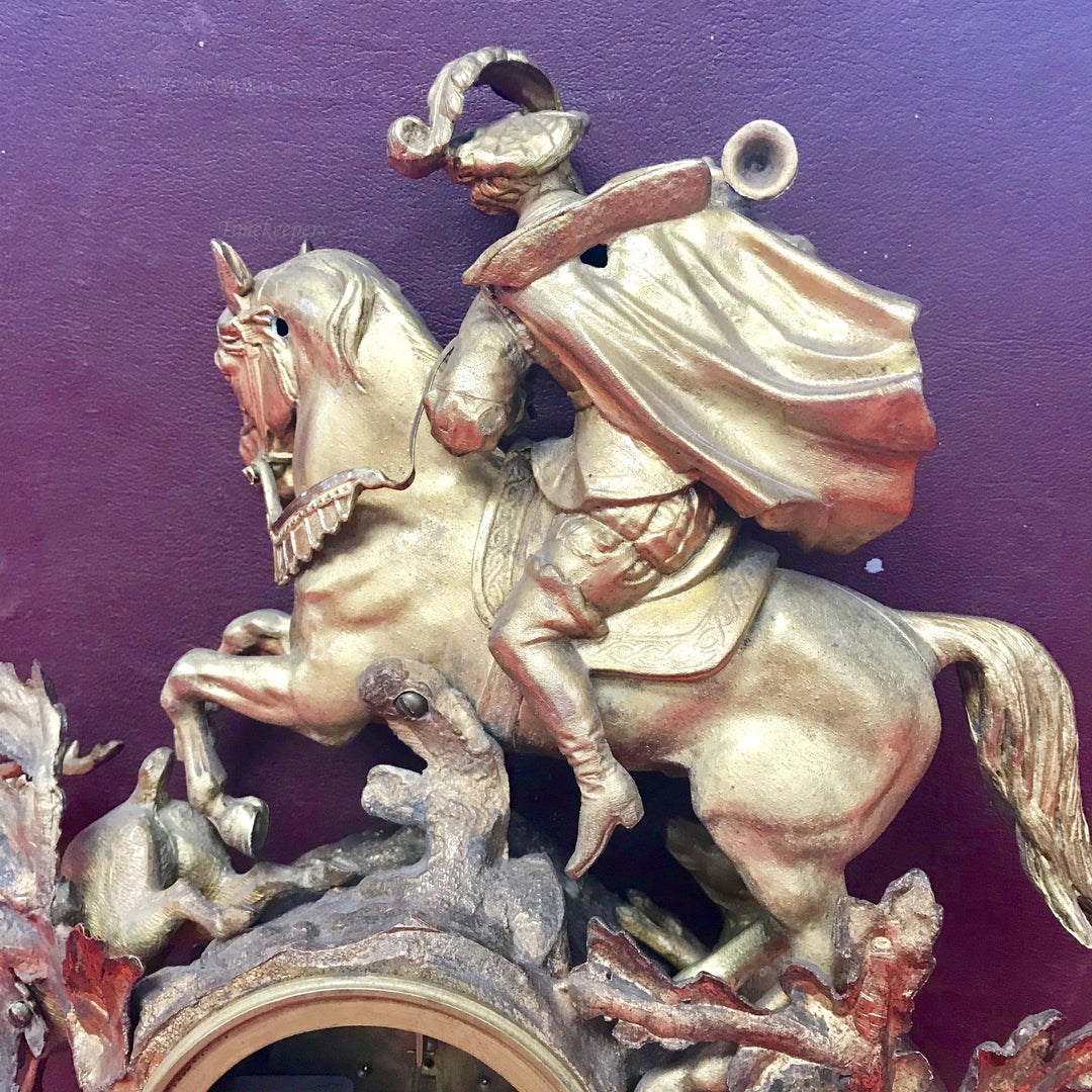 f244 Antique 1800s Bronze Mantel Stand Clock Made in France