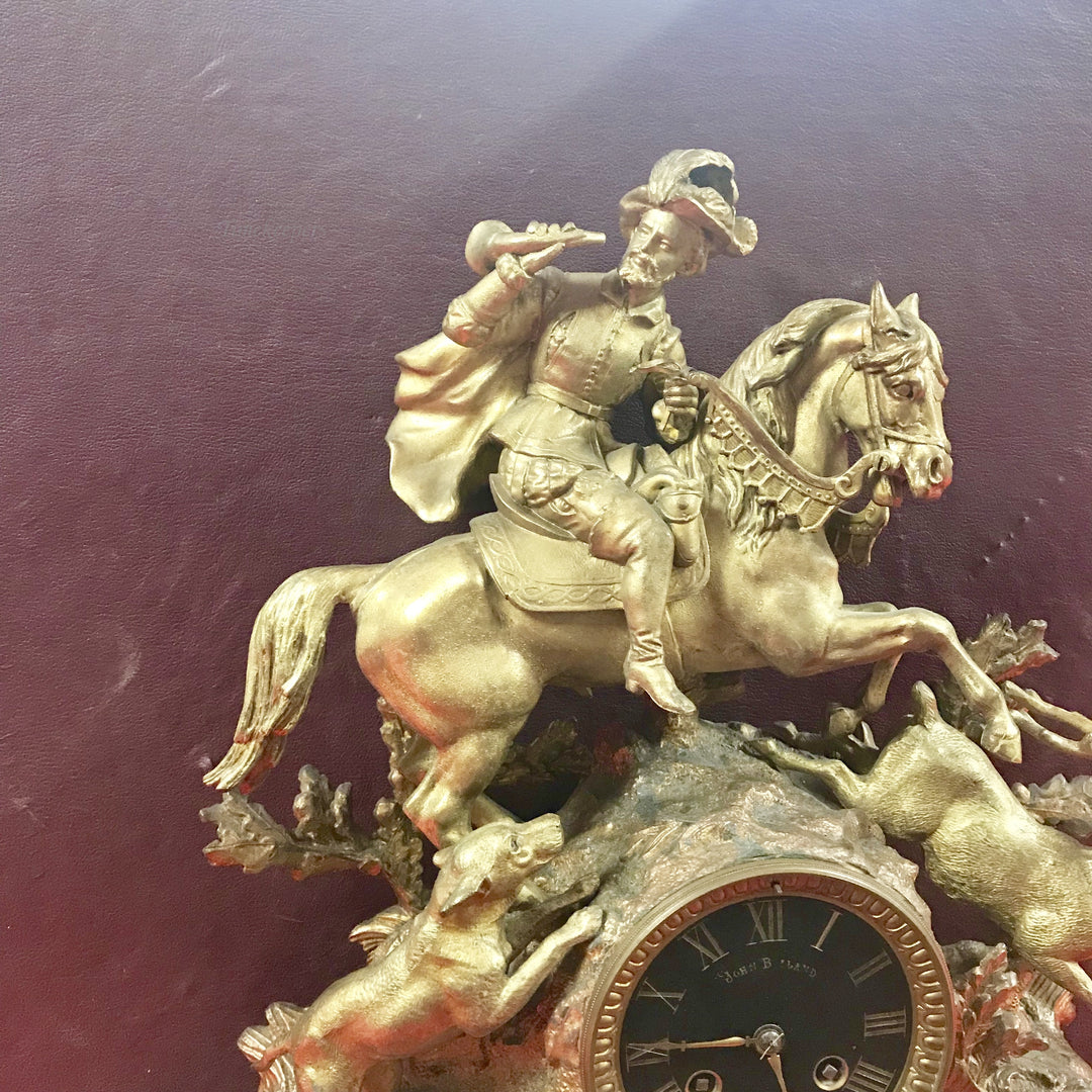 f244 Antique 1800s Bronze Mantel Stand Clock Made in France