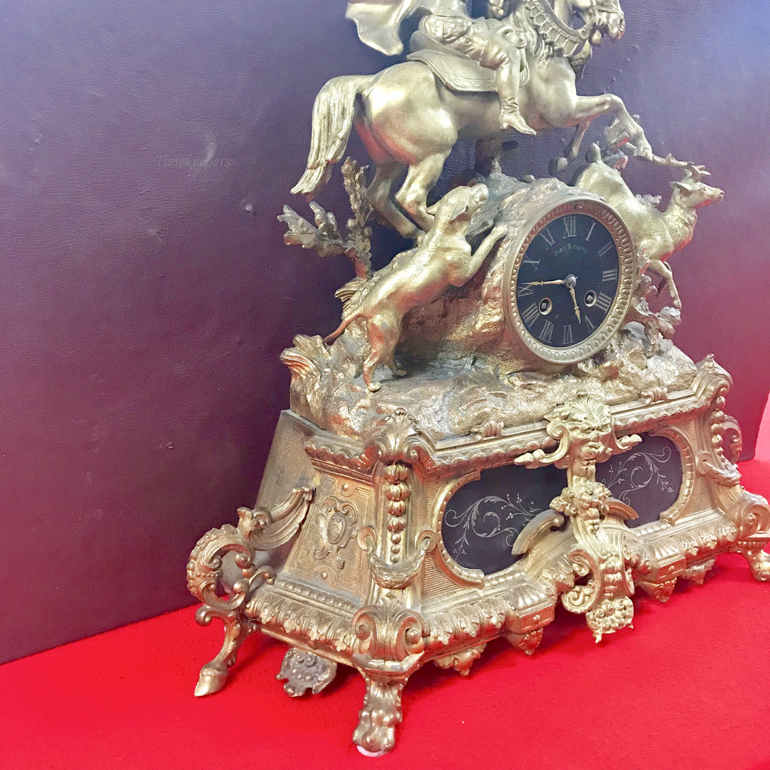 f244 Antique 1800s Bronze Mantel Stand Clock Made in France