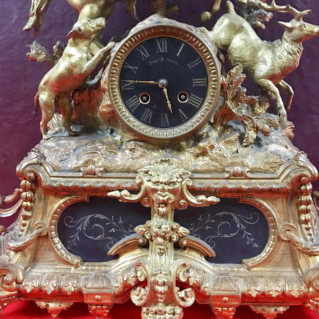 f244 Antique 1800s Bronze Mantel Stand Clock Made in France