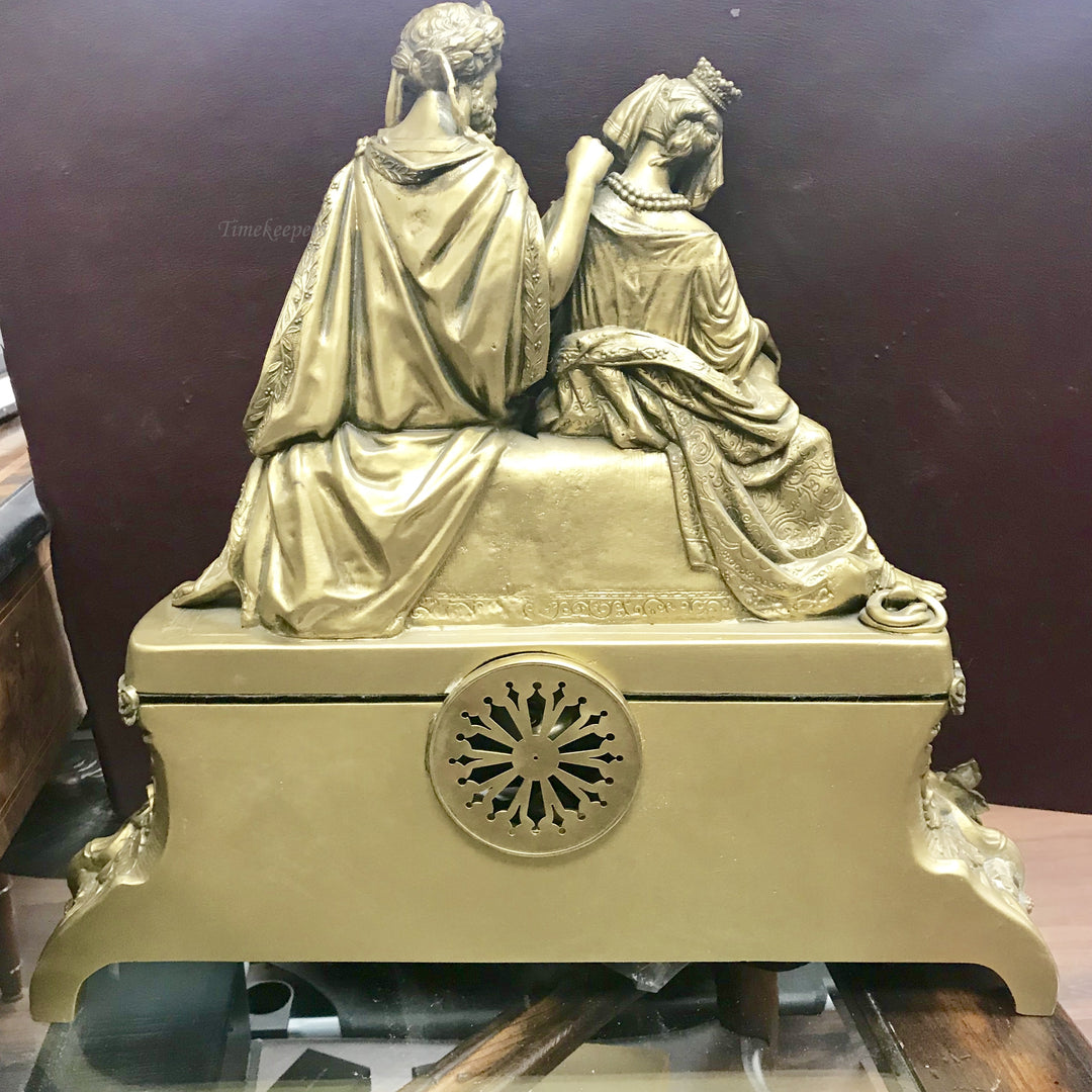 f245 Antique 1800's French Marble & Bronze Miniature Stand Clock