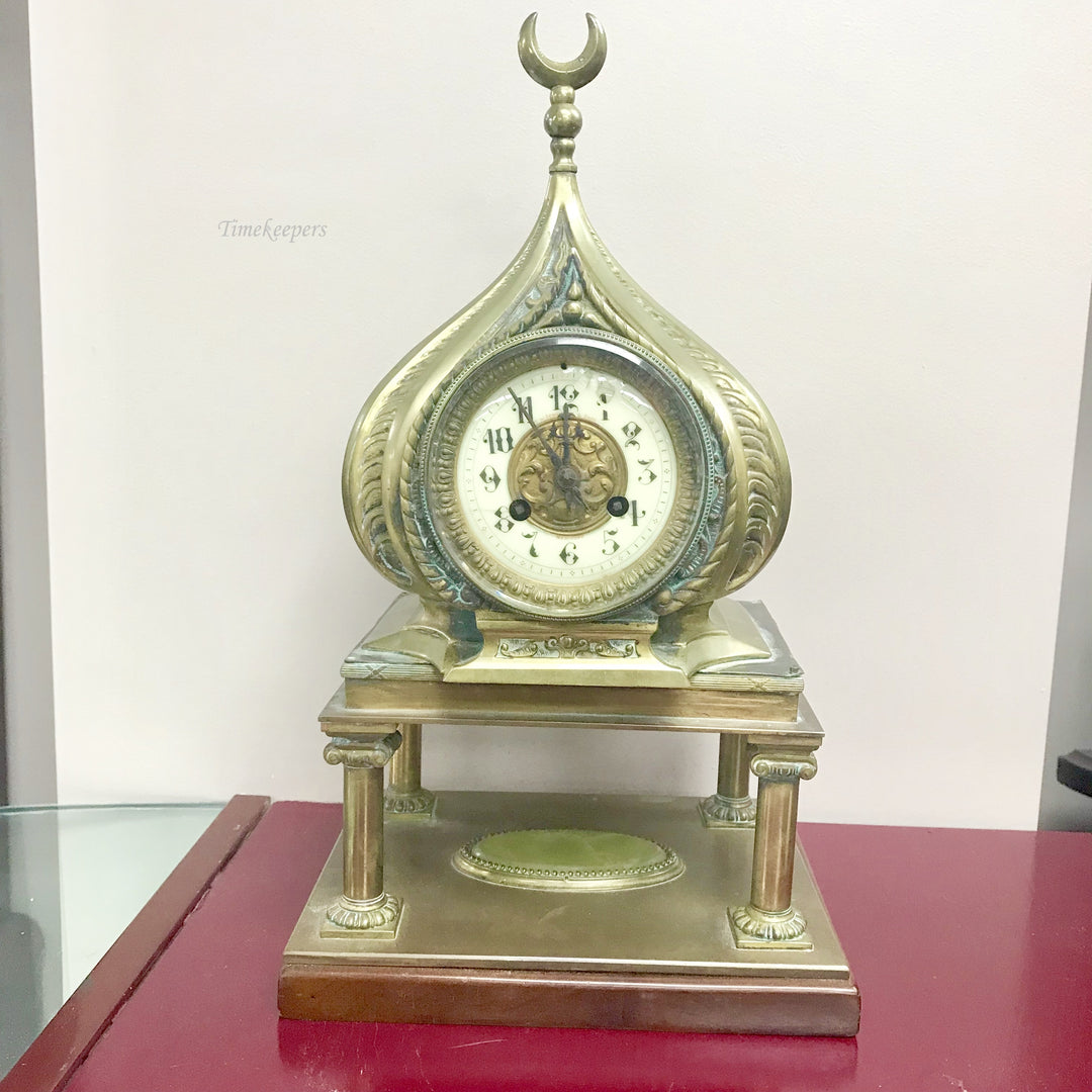 f247 Antique 1800's Miniature Stand Clock Made in France Eastern Style