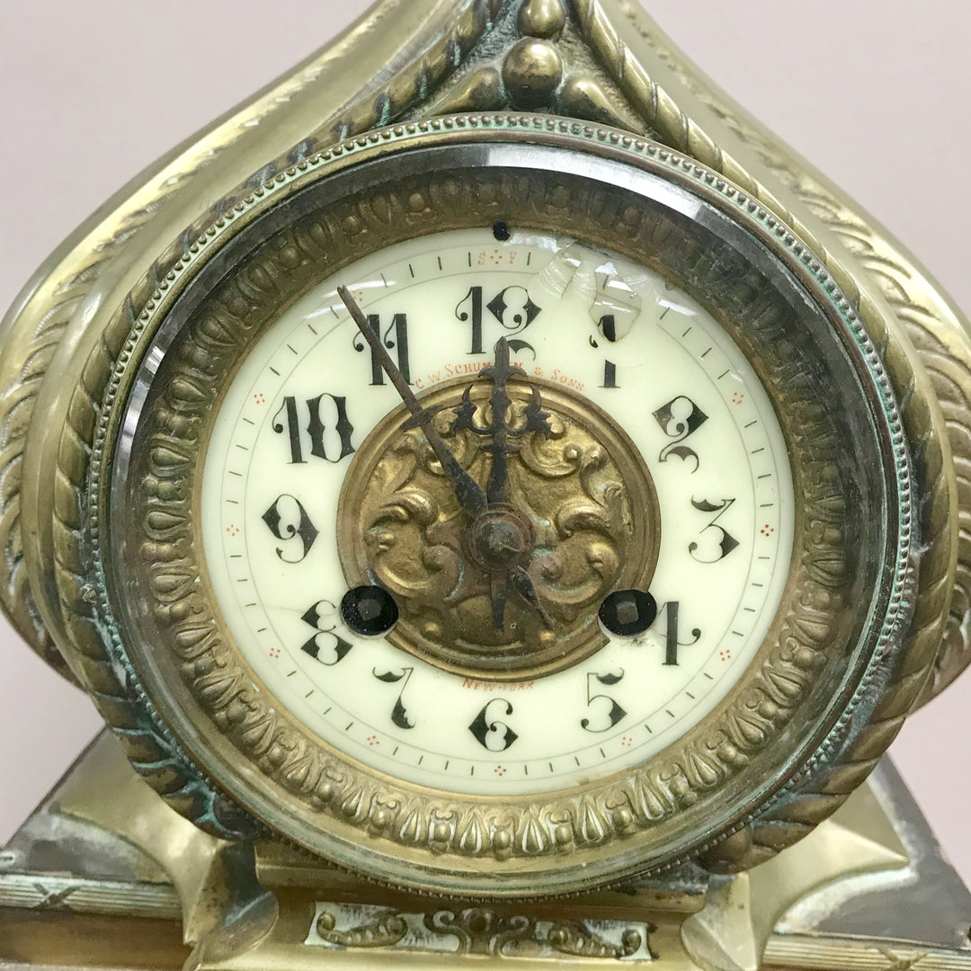 f247 Antique 1800's Miniature Stand Clock Made in France Eastern Style