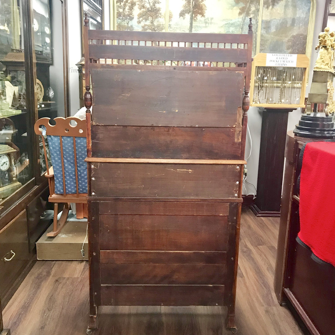 f250 Antique Victorian Era Secretair Oak Office Furniture Desk with a Key