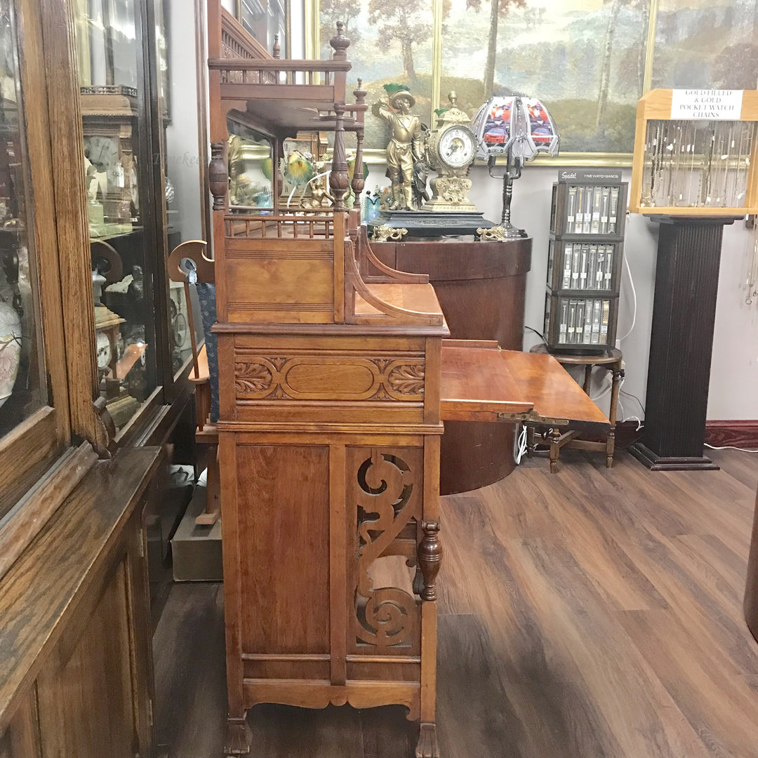 f250 Antique Victorian Era Secretair Oak Office Furniture Desk with a Key