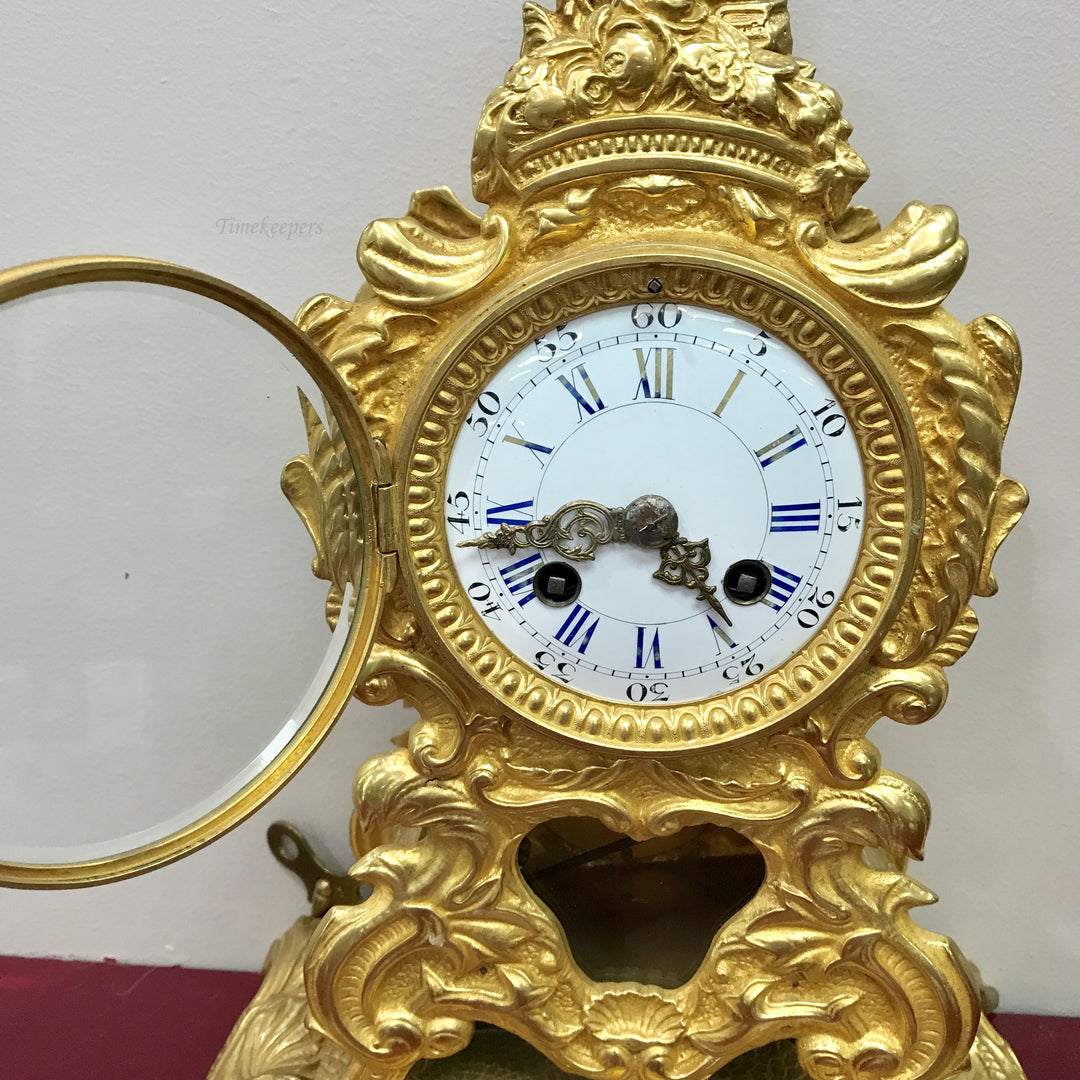 f251 Antique Bronze 1880's French Bronze Mantel Standing Clock Great Condition