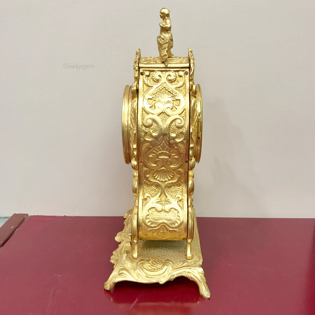 f251 Antique Bronze 1880's French Bronze Mantel Standing Clock Great Condition