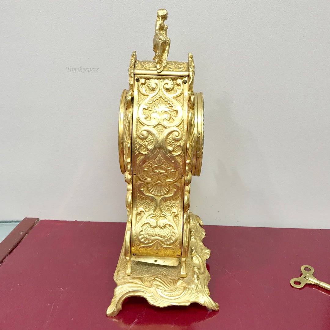 f251 Antique Bronze 1880's French Bronze Mantel Standing Clock Great Condition