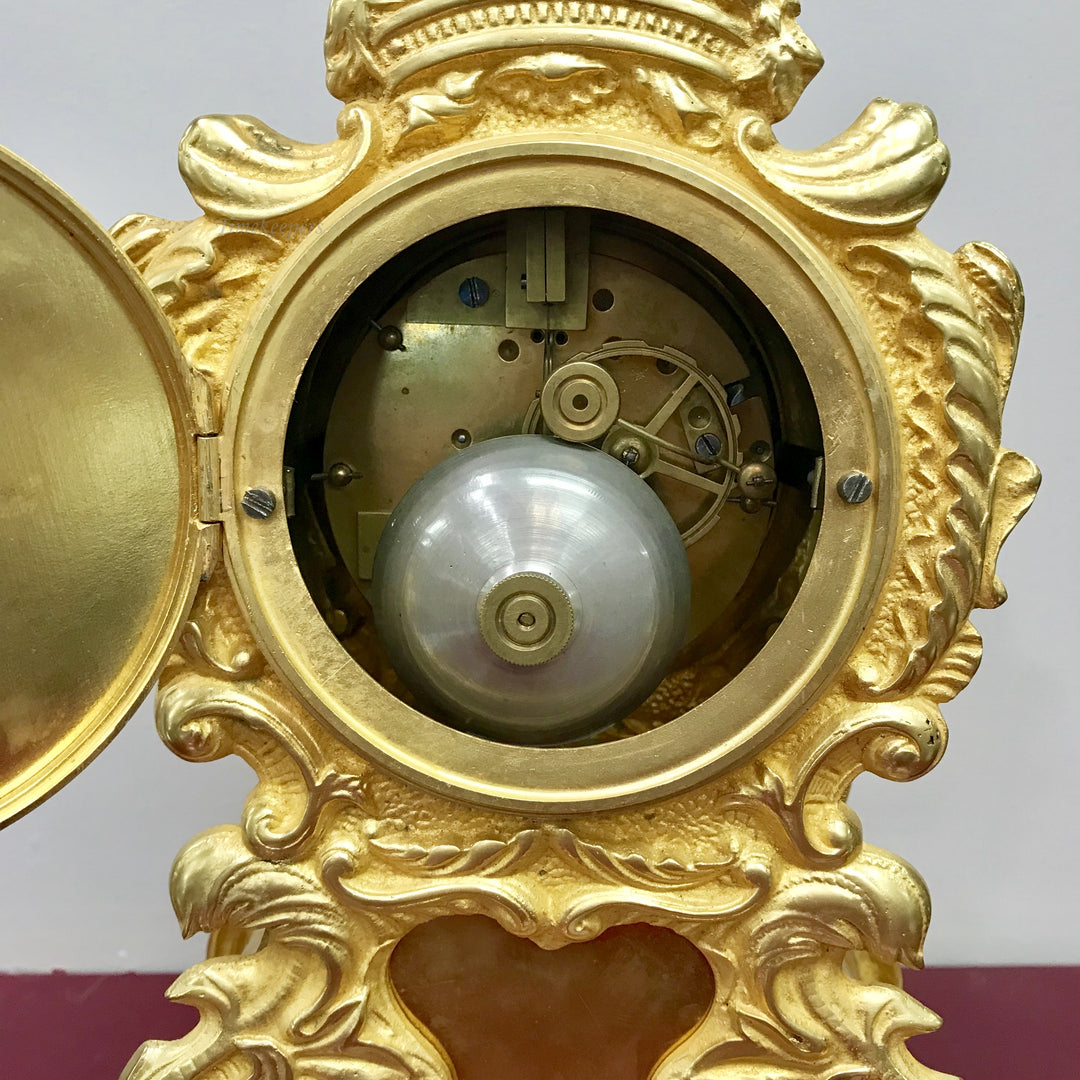 f251 Antique Bronze 1880's French Bronze Mantel Standing Clock Great Condition