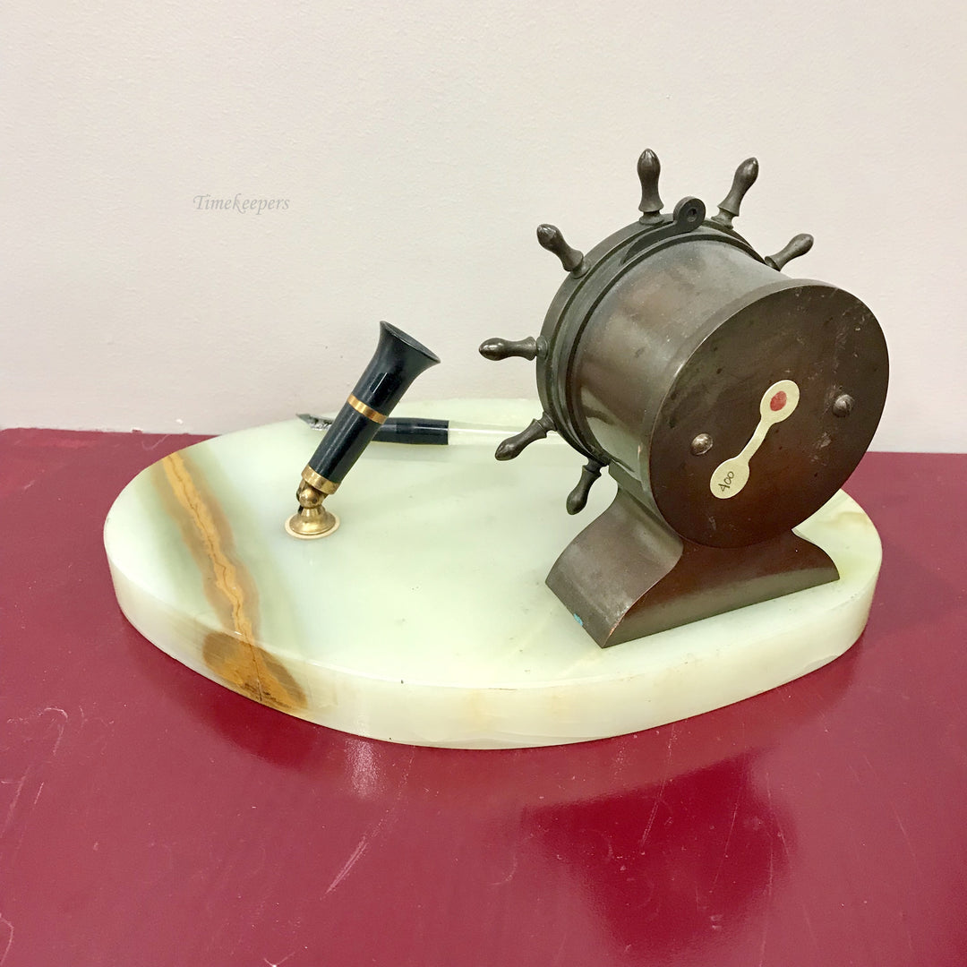 f252 Antique 1930's Waterbury Made in USA Mantel Standing Clock Marble Bronze