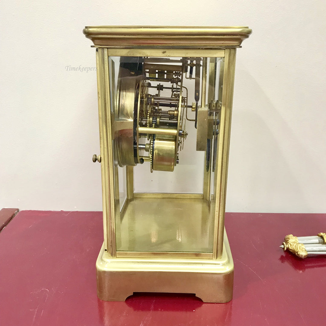 f253 Antique 1900's Ansonia Made in USA Mantel Standing Clock Crystal Regulator