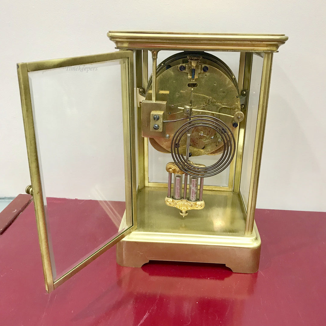 f253 Antique 1900's Ansonia Made in USA Mantel Standing Clock Crystal Regulator