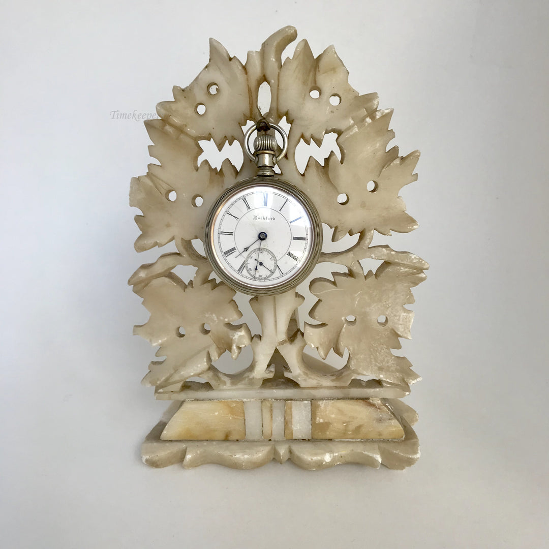 f298 Vintage Pocket Watch Holder Stand Case Collectible Marble