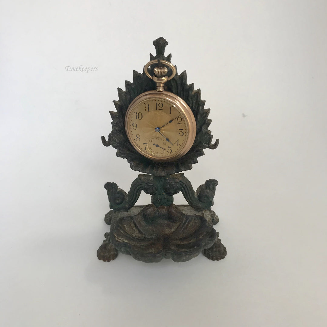 f302 Vintage Pocket Watch & Jewelry Holder Stand Case Collectible Bronze
