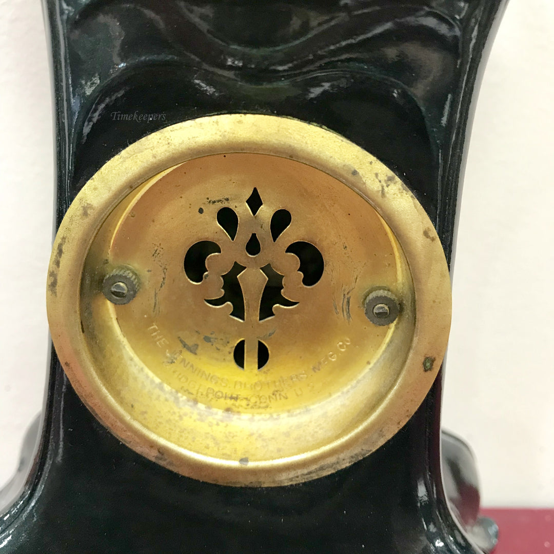 f326 Antique The Amesbury 1920s Metal Mantle Stand Clock with Thermometer