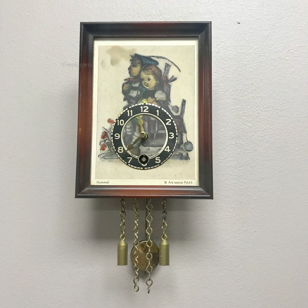 f330 Vintage Hammel German Pendulette Mini Wall Clock with Key