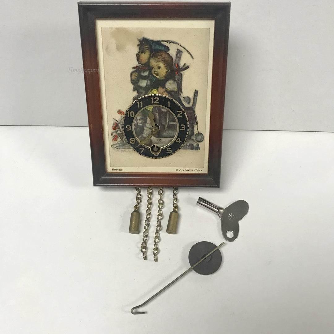 f330 Vintage Hammel German Pendulette Mini Wall Clock with Key