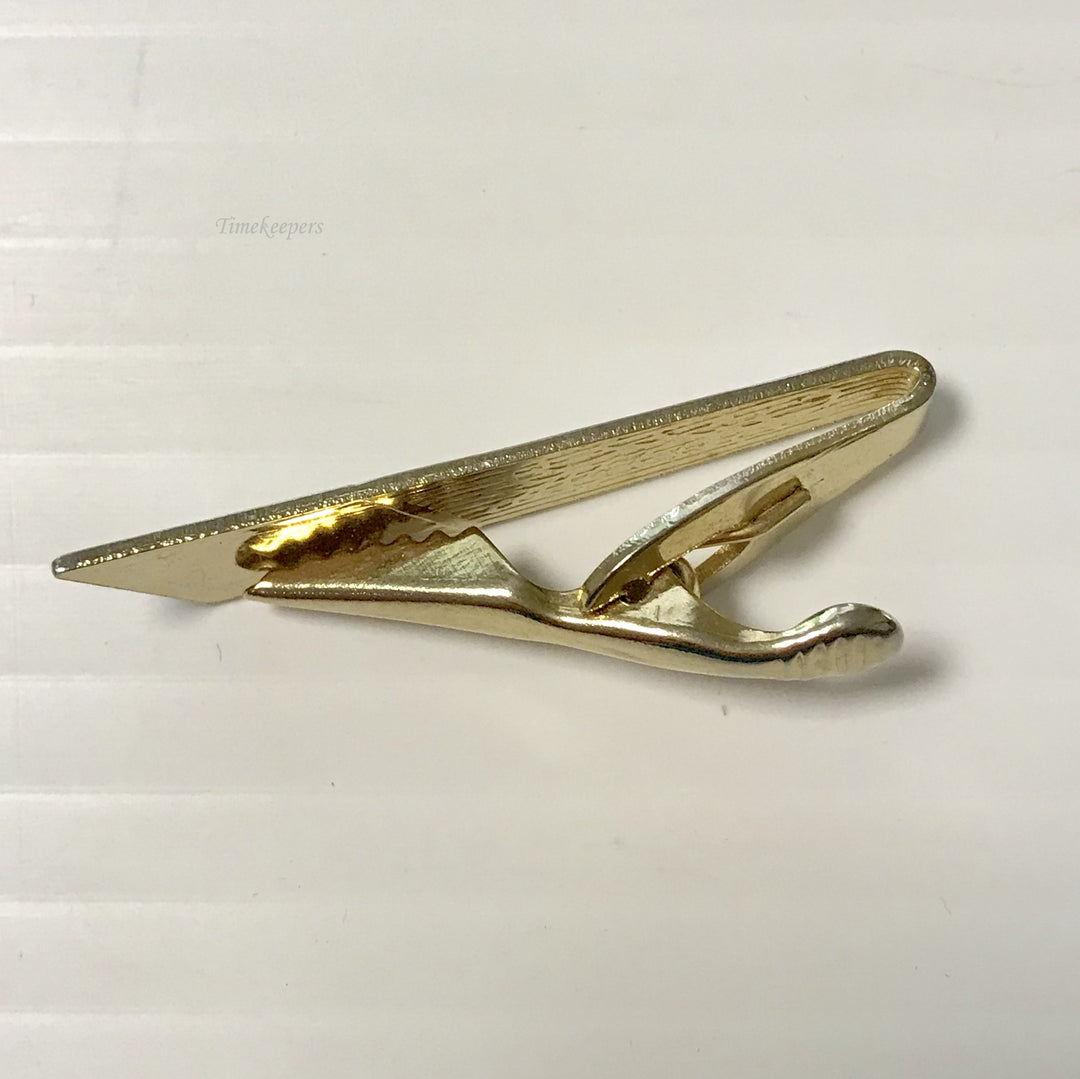 f363 Vintage Gold Tone Carved Ornament White Stone Men's Tie Clip Clasp