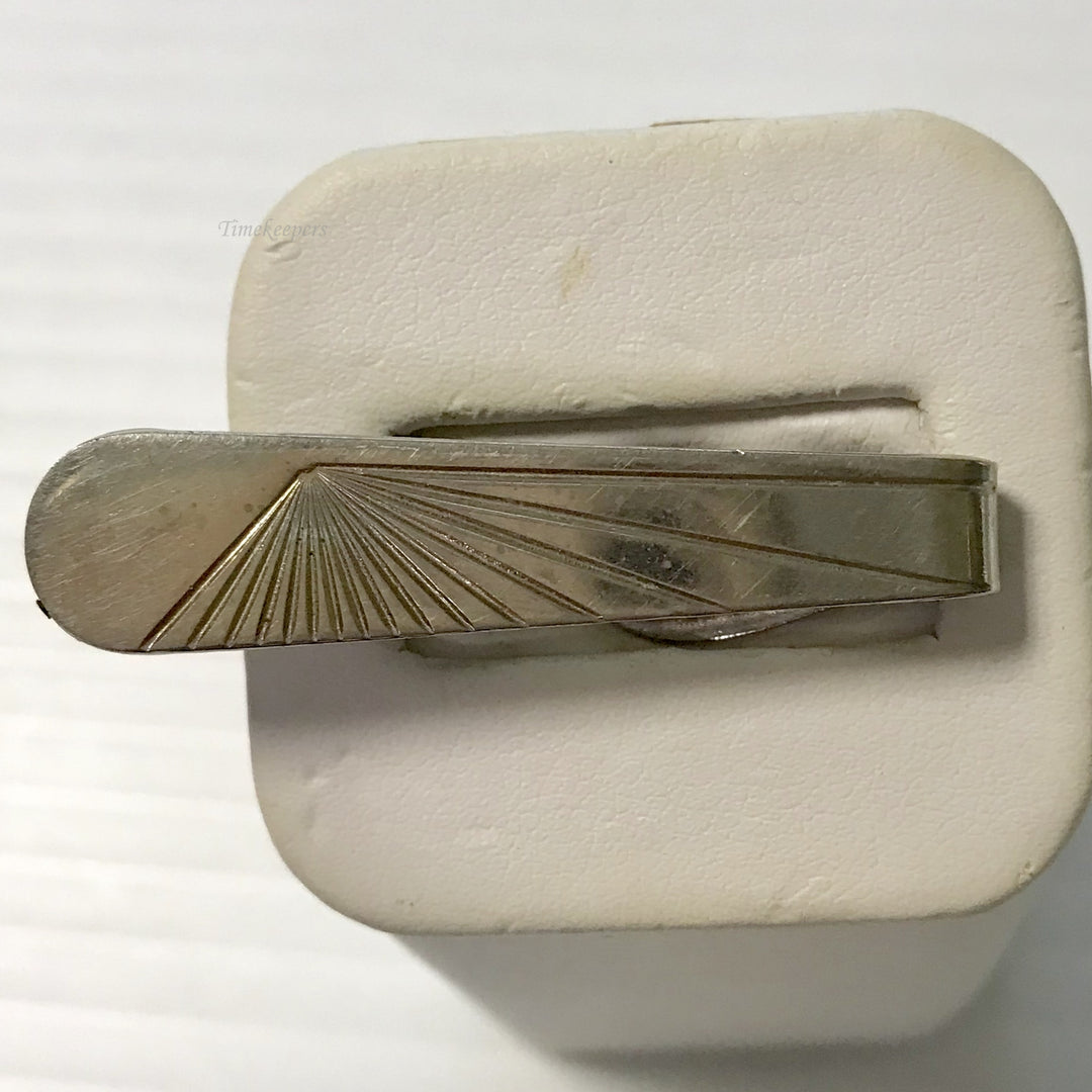 f365 Vintage Silver Tone Carved Sunrays Men's Tie Clip Clasp