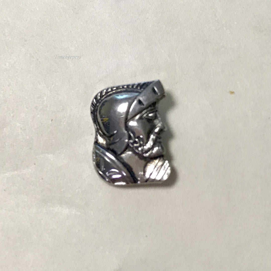 f369 Vintage Silver Tone Tie Tack & Button Chain