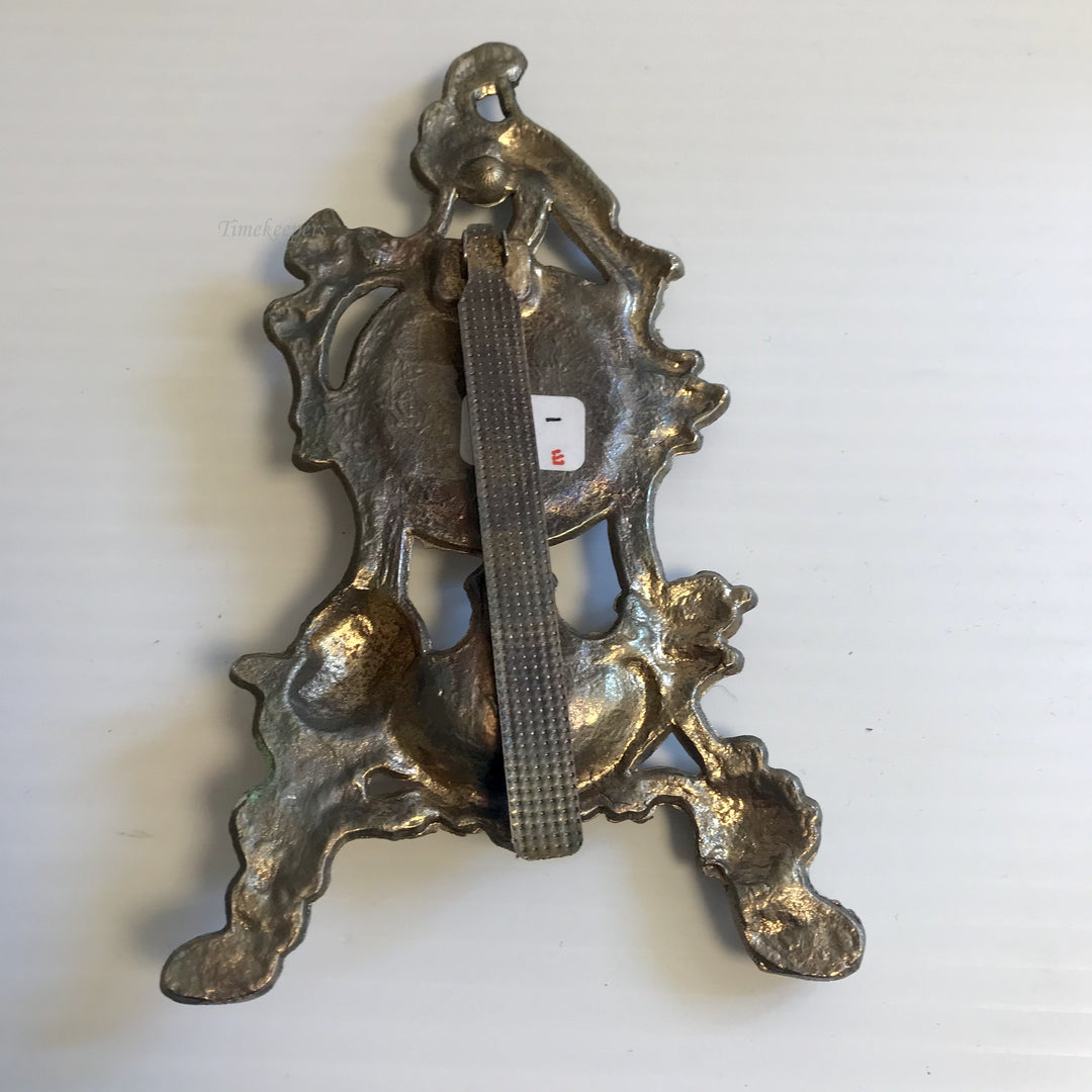 f397 Vintage Brass Pocket Watch Display Stand Holder Red Felt Backing