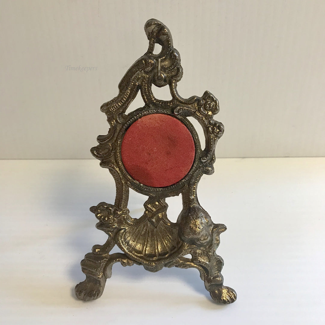 f397 Vintage Brass Pocket Watch Display Stand Holder Red Felt Backing