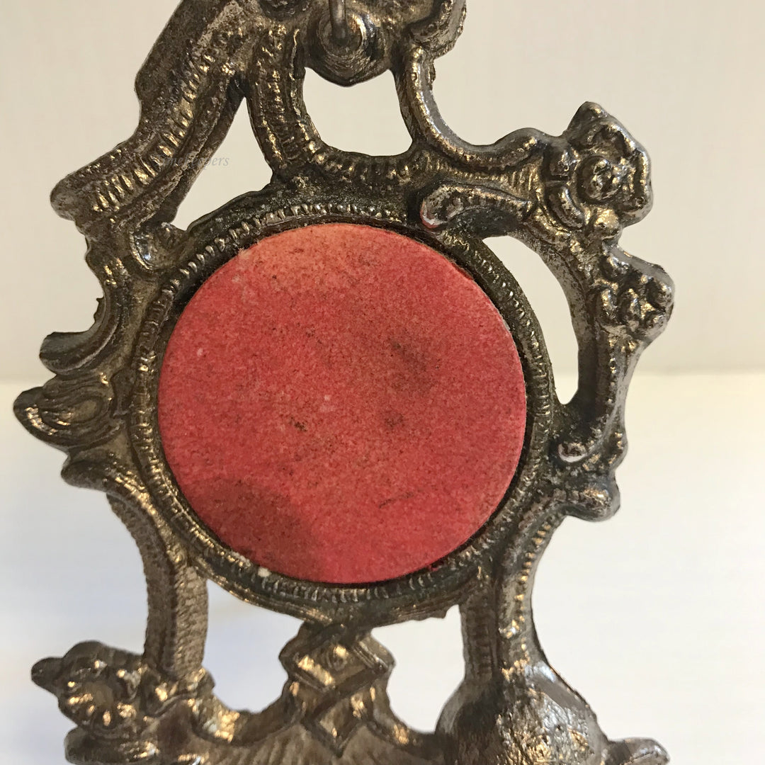 f397 Vintage Brass Pocket Watch Display Stand Holder Red Felt Backing