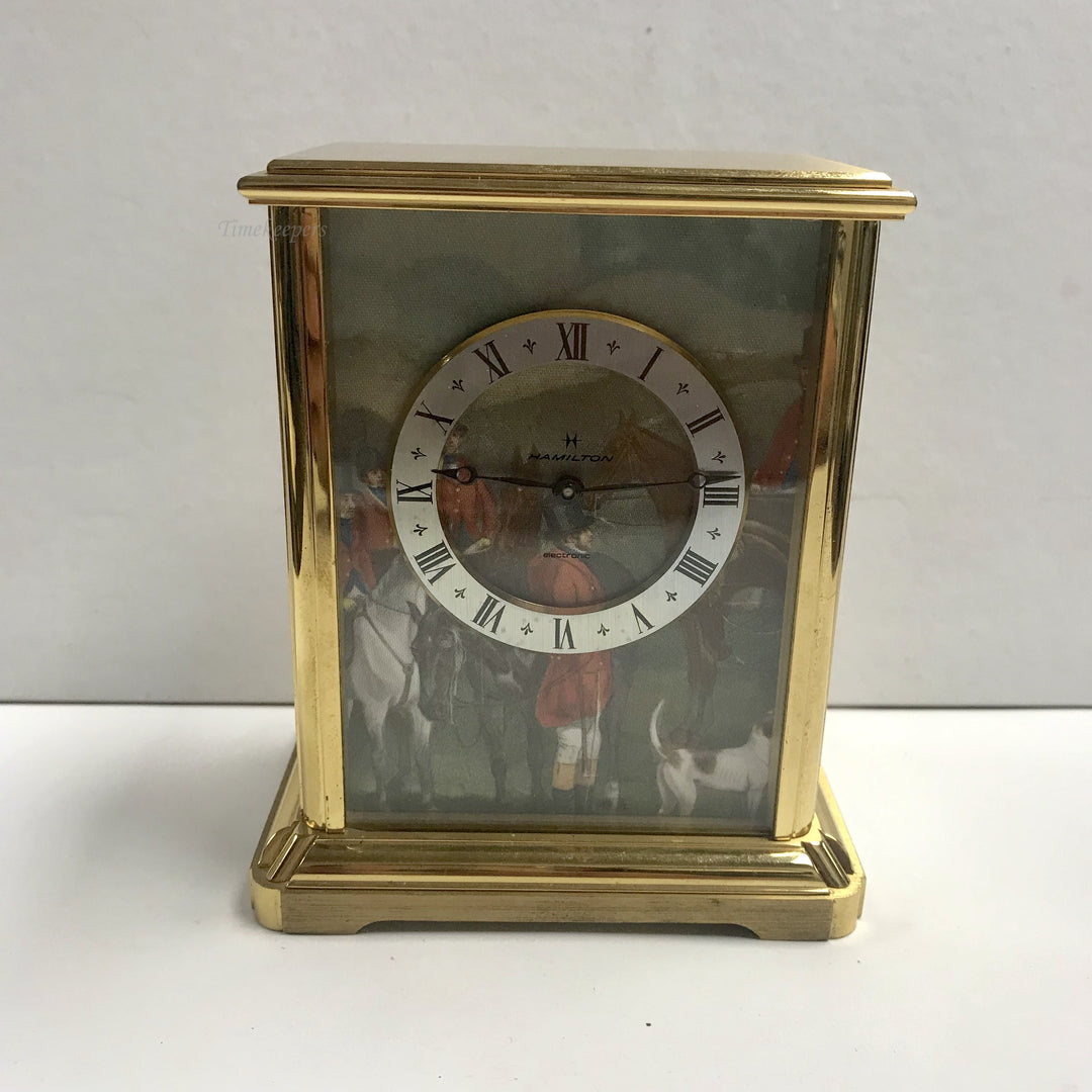 f415 Vintage Hamilton Electronic Brass Miniature Shelf Mantel Clock