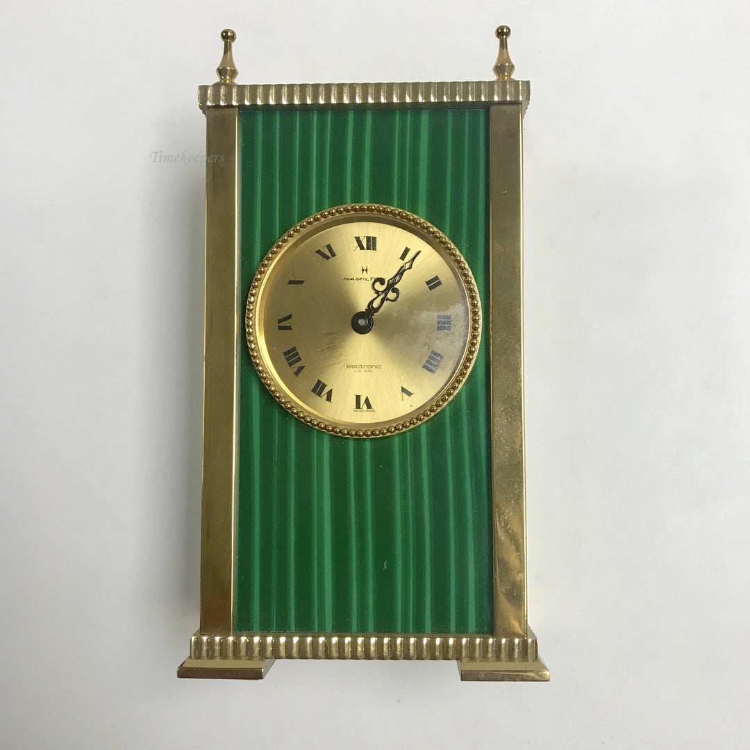 f416 Vintage Hamilton Electronic Swiss Made Brass Miniature Shelf Mantel Clock