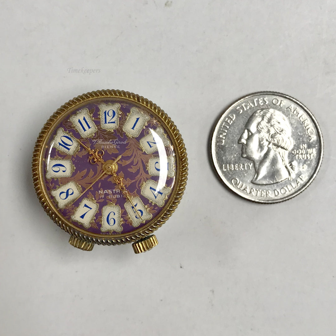 f420 Vintage Bueche Girod Bienne Swiss Miniature Travel Music Alarm Clock 17R